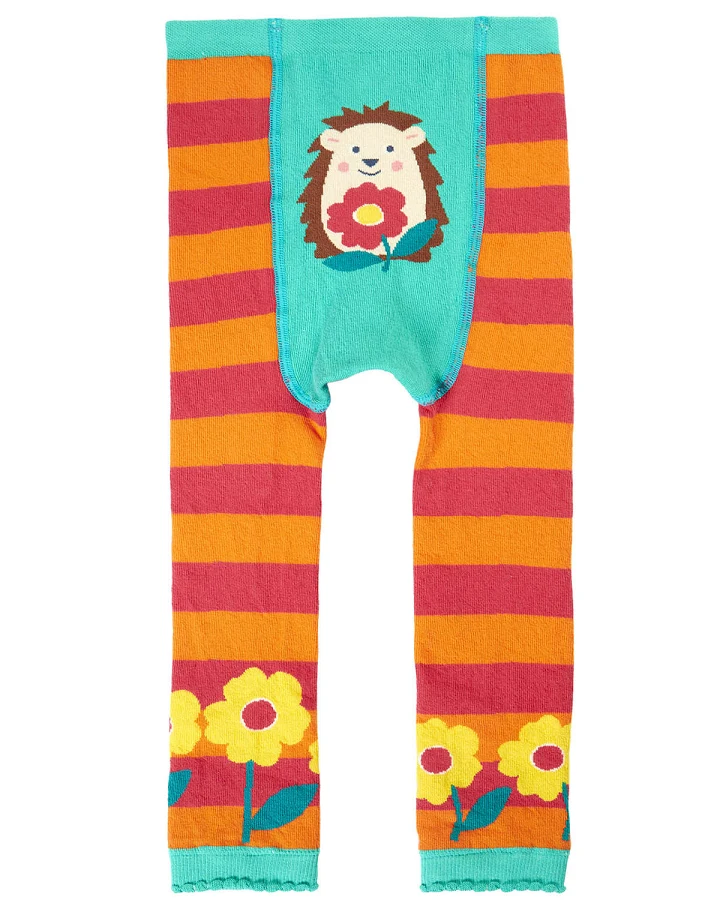 Frugi - Strick-Leggings "Igel" orange gestreift