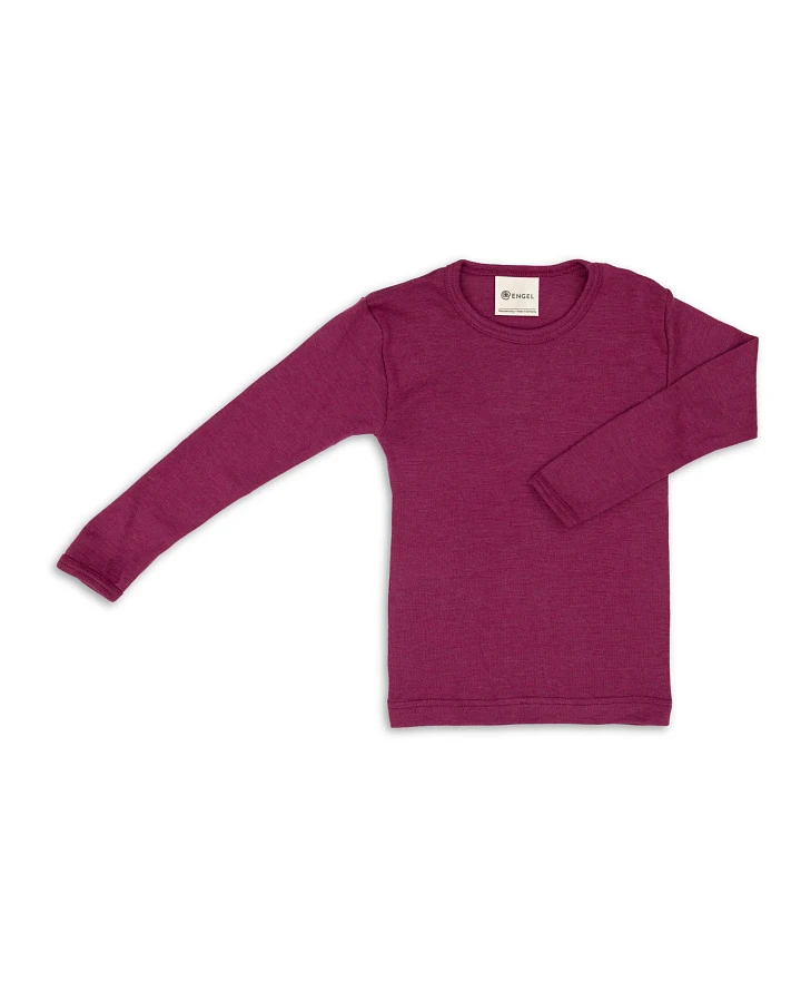 Engel - Langarmshirt Wolle Seide Kinder orchidee