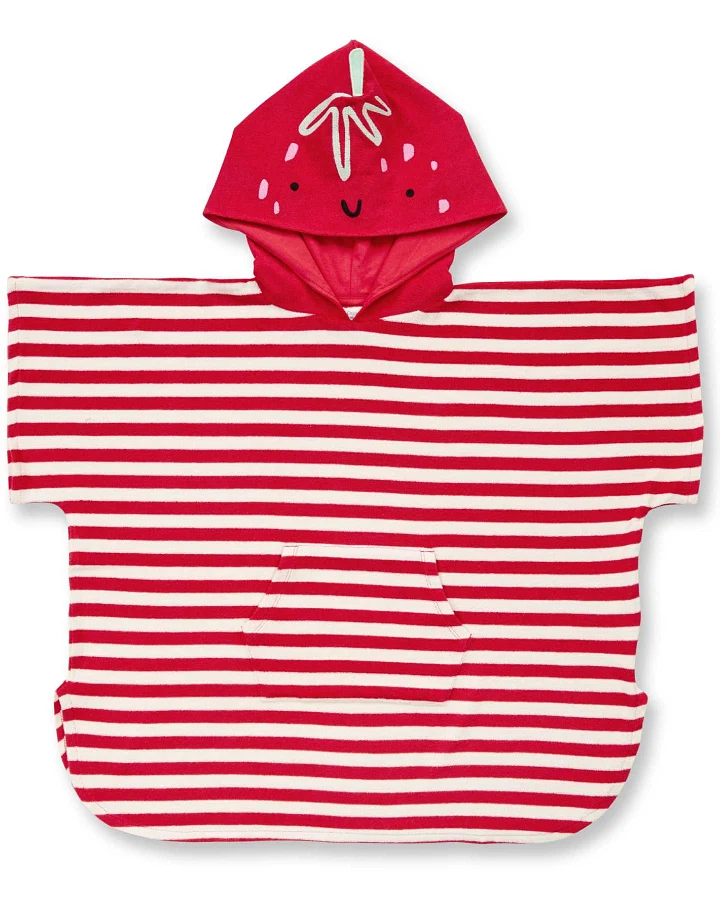 Sense Organics - Badeponcho "Erdbeere" rot gestreift