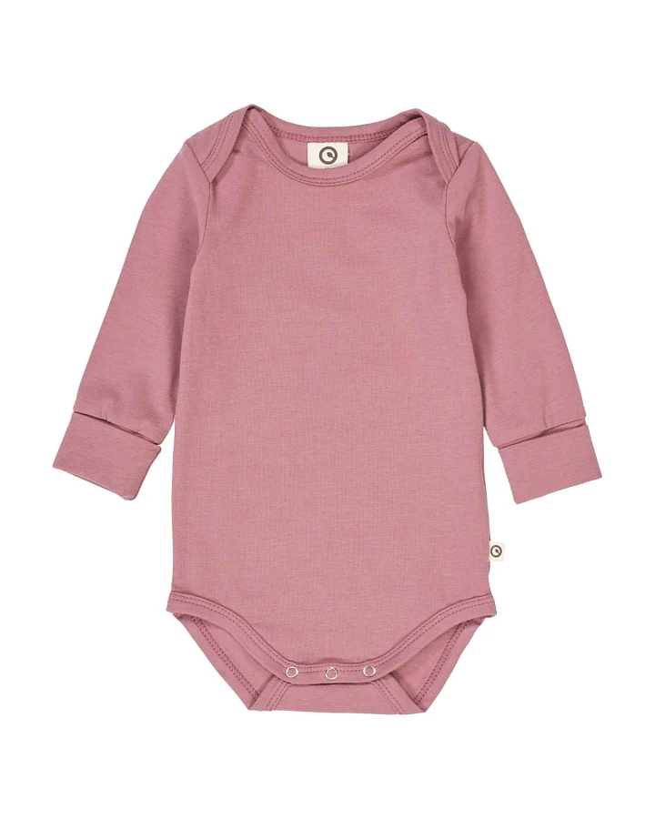 Müsli by green Cotton - Langarmbody mit Rüsche altrosa