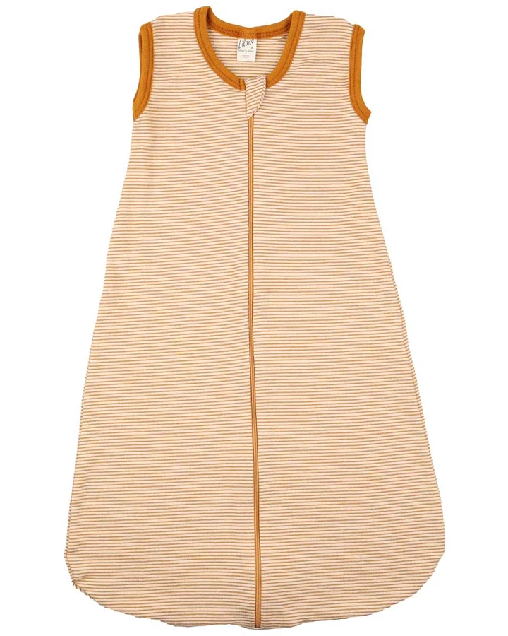 Lilano - Ganzjahresschlafsack Wolle Seide Ringel curry 110 cm