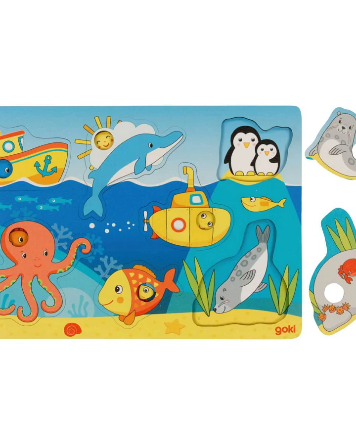 goki - Hintergrundpuzzle Holz "Meerestiere" , 7 Teile