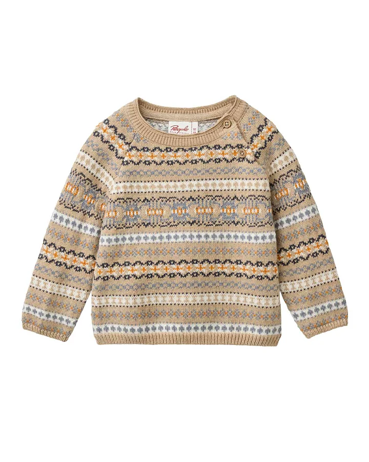 People Wear Organic - Strick-Pullover sand gemustert
