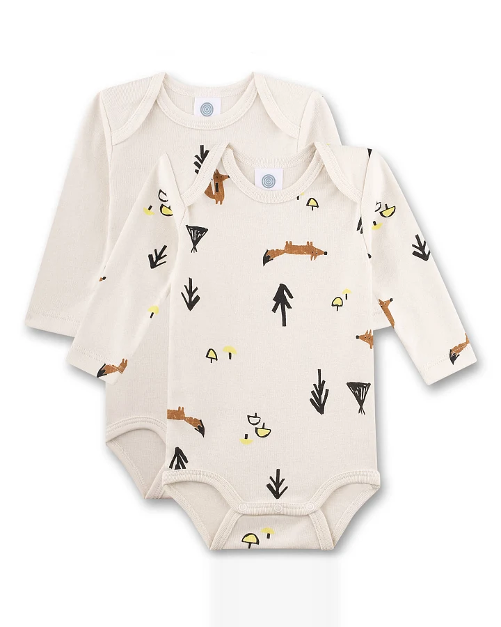 Sanetta - Langarmbody 2er-Set "Fuchs" beige