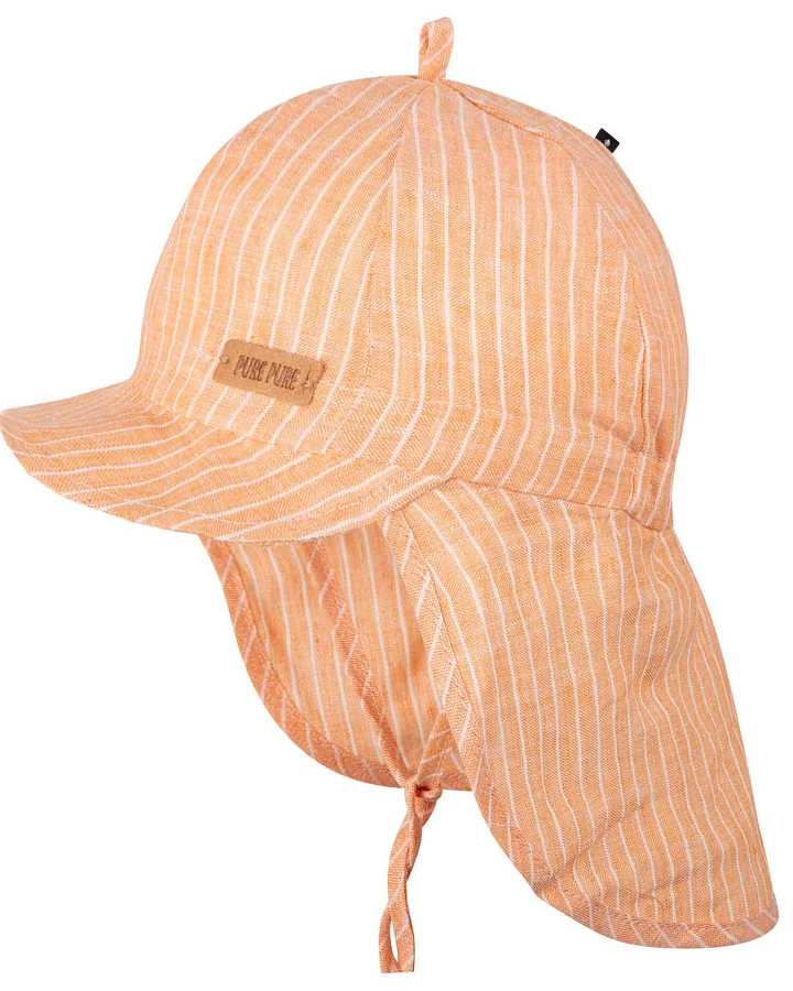 Pure Pure by Bauer - Leinen-Sonnenhut mit Schirm und Nackenschutz mandarine