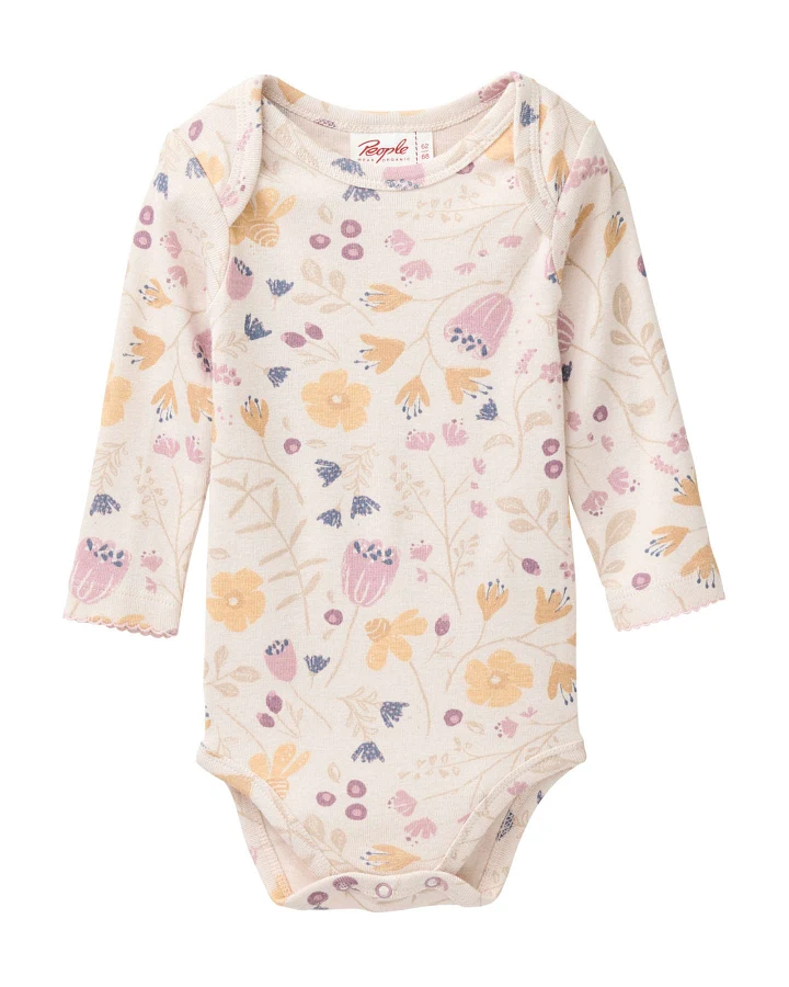 People Wear Organic - Langarmbody "Blumengarten" puderrosa