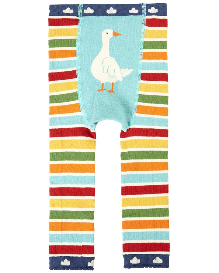 Frugi - Strick-Leggings "Gans" bunt geringelt