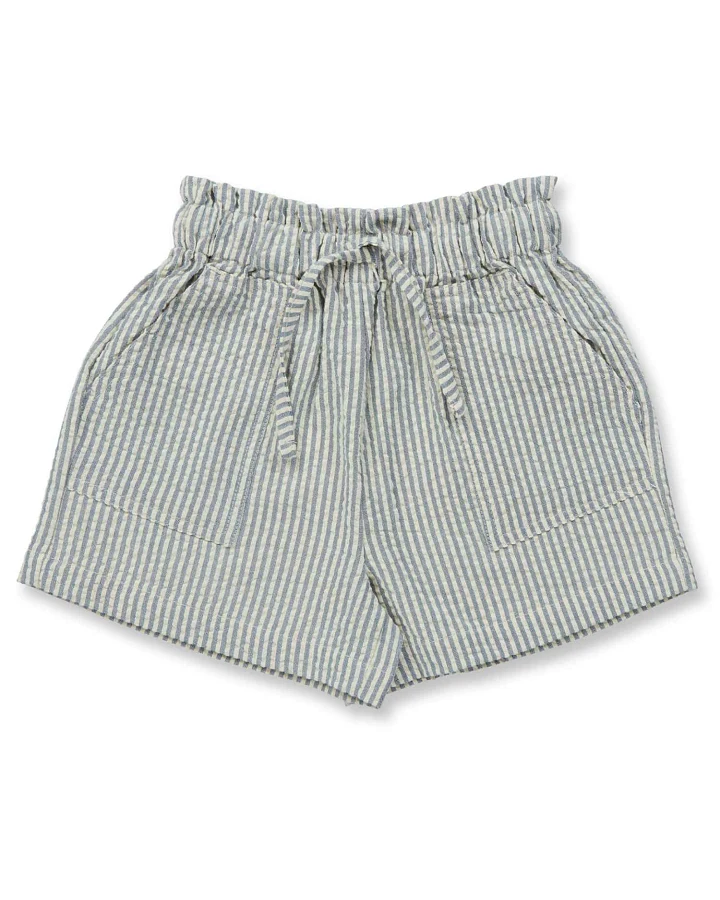 Sense Organics - Seersucker-Shorts blaugrau gestreift