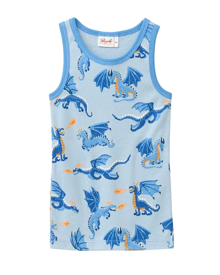 People Wear Organic - Unterhemd "Drachen" hellblau