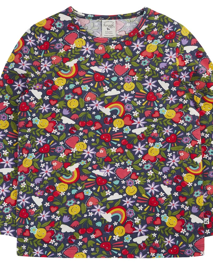 Frugi - Langarmshirt "Happy Days" dunkelblau