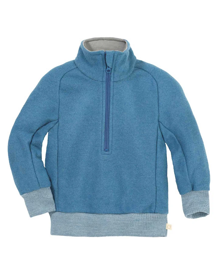 Disana - Leichter Walk-Pullover "Troyer" taubenblau