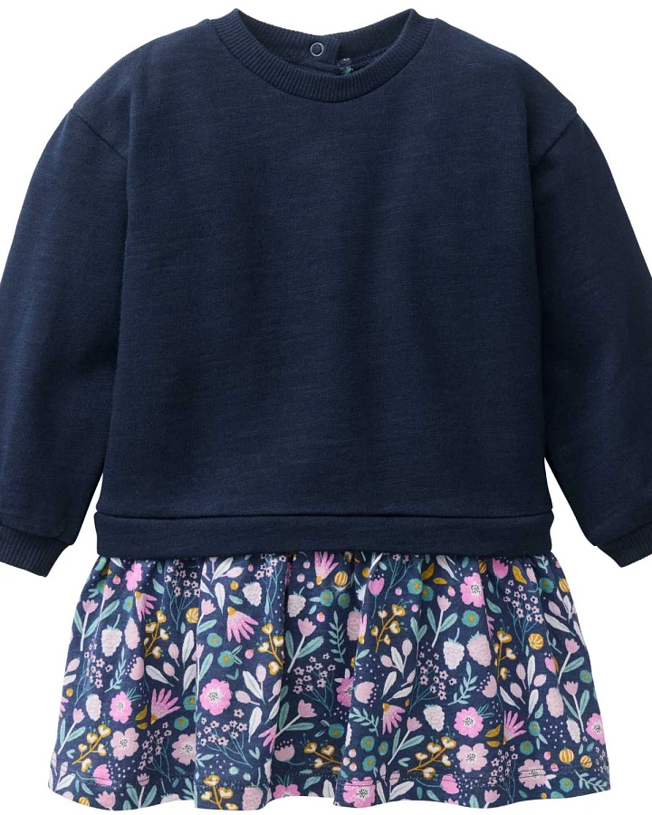 People Wear Organic - Sweat-Kleid "Herbstblüten" indigoblau