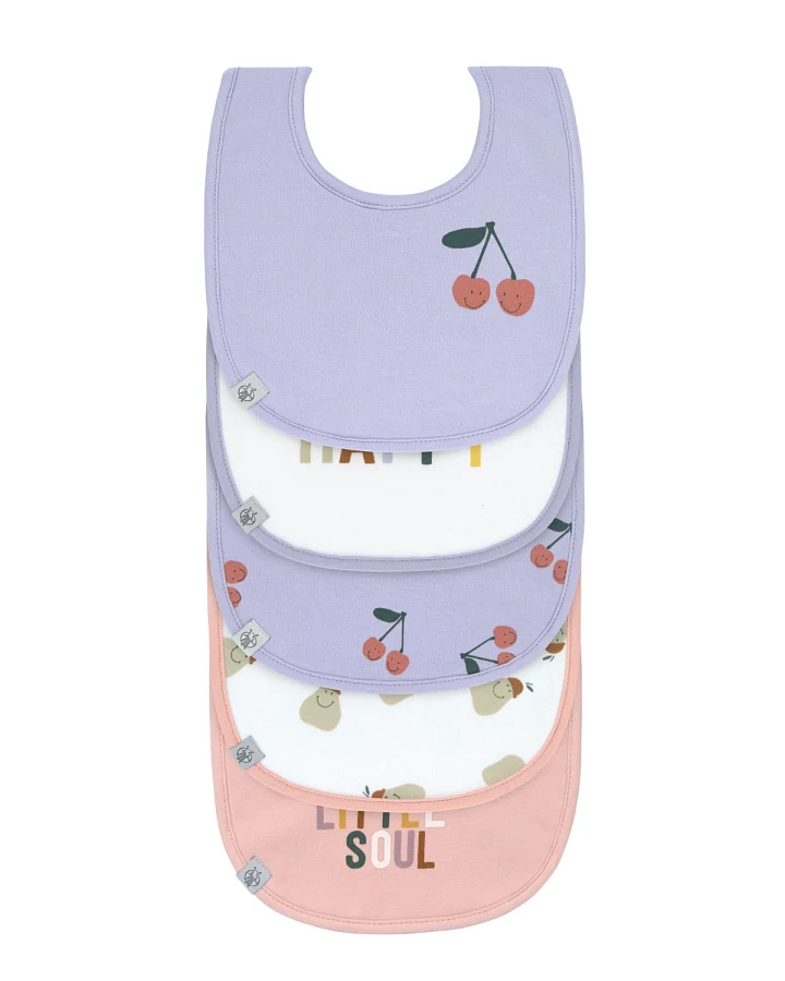 Lässig - Wasserdichte Lätzchen 5er Set "Kirsche" lila