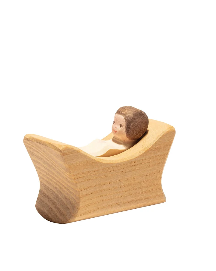 Ostheimer - Holzfigur Wiege mit Kind