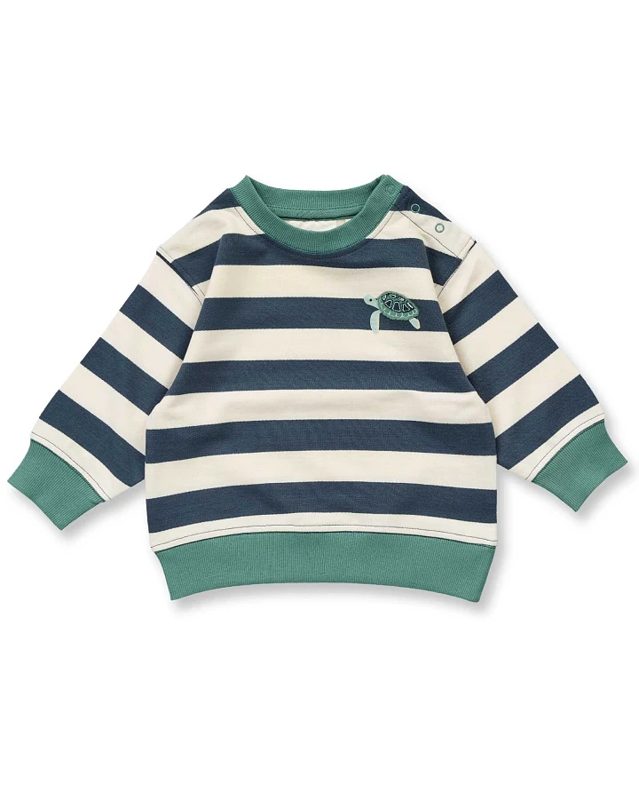 Sense Organics - Sweatshirt dunkelpetrol gestreift
