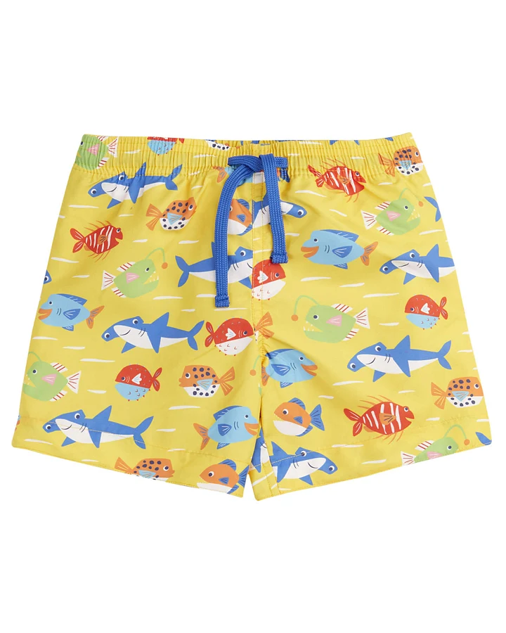 Frugi - Badehose "Funny Fish" gelb