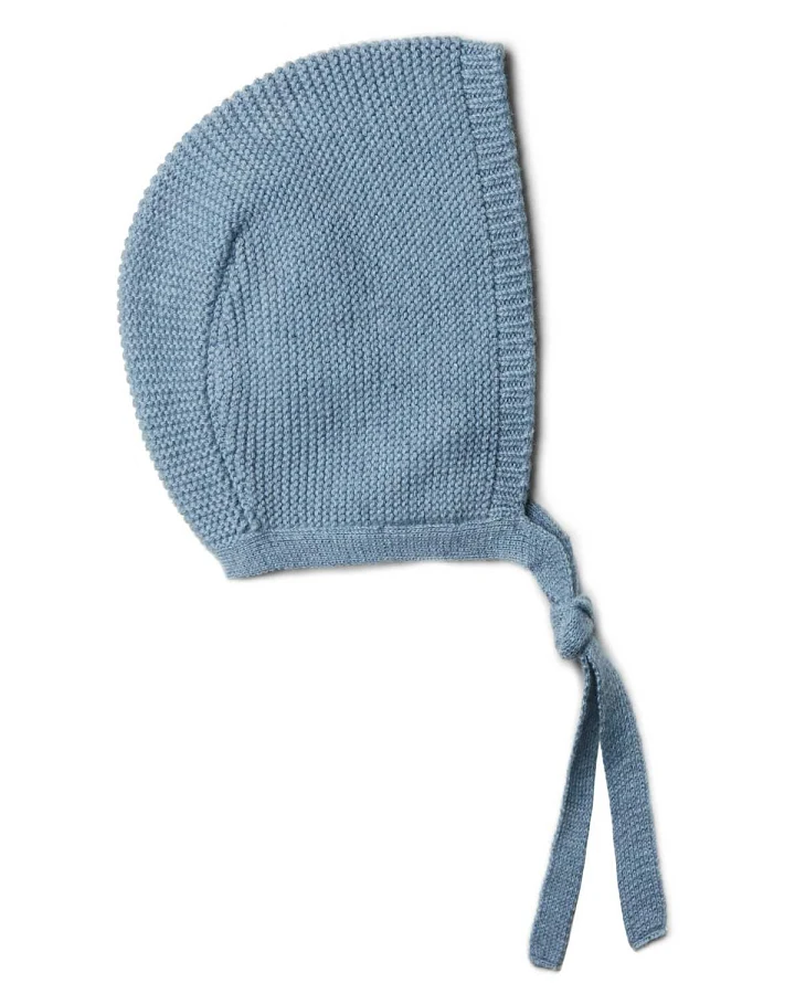 puri organic - Strick-Häubchen mit Schurwolle rauchblau
