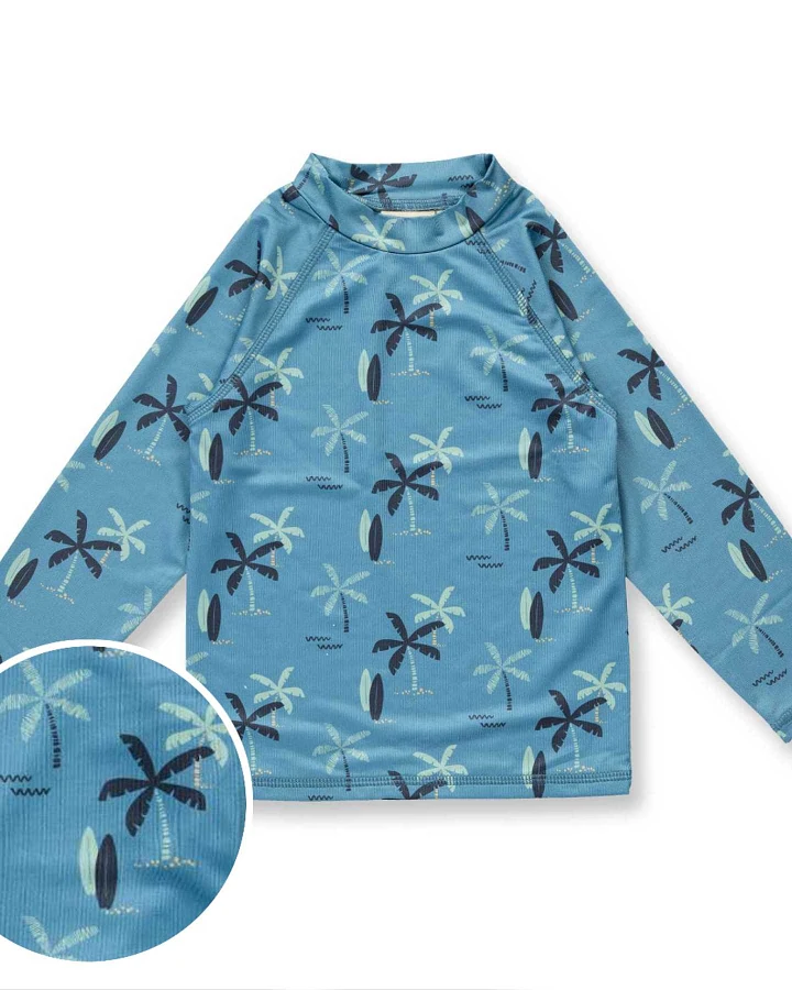 Sense Organics - Schwimmshirt "Palmen" blau UPF 50+