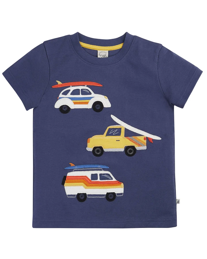 Frugi - T-Shirt "Surf-Camper" dunkelblau