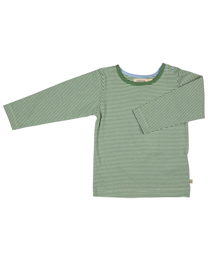 Pigeon Organics - Langarmshirt grün geringelt