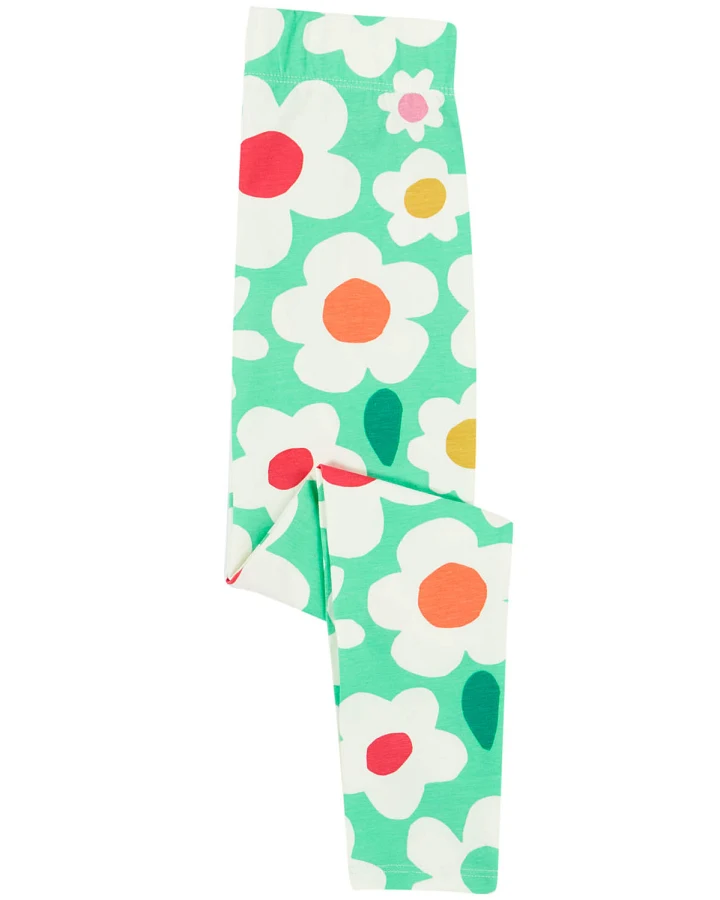 Frugi - Leggings "Blumen" türkis