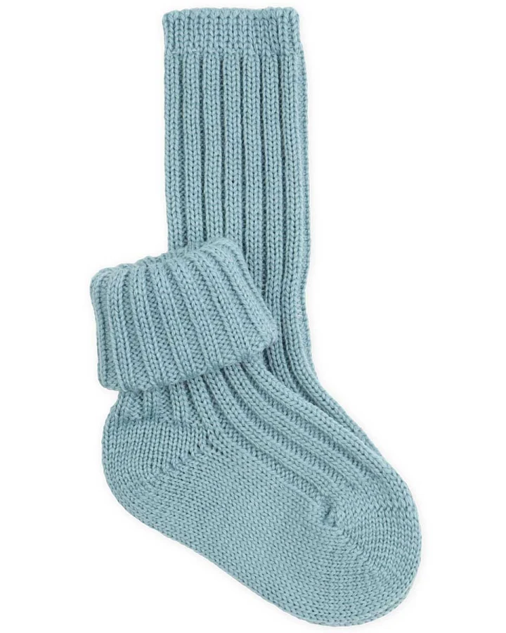Grödo Strumpfwaren - Wollstricksocken Baby jeansblau