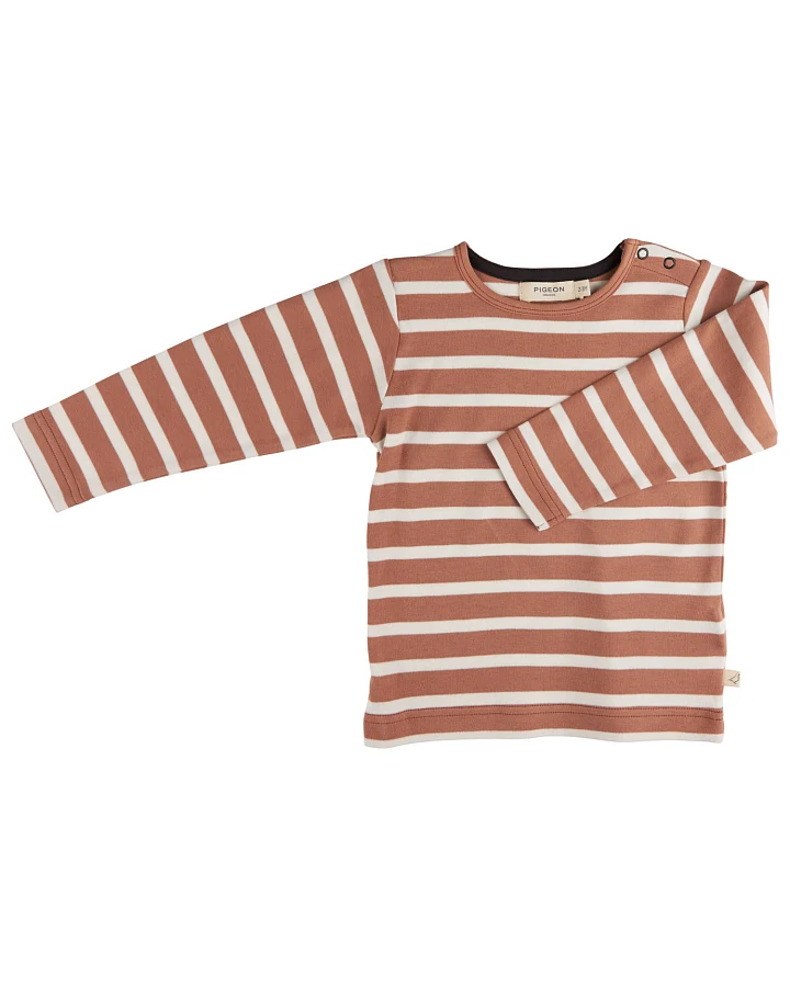 Pigeon Organics - Langarmshirt gestreift kupfer