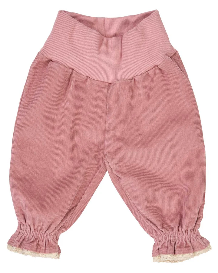 Müsli by green Cotton - Feincord-Babyhose mit Rüschen altrosa