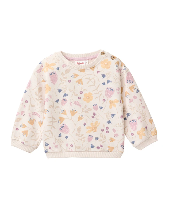 People Wear Organic - Sweat-Pullover "Blumengarten" puderrosa
