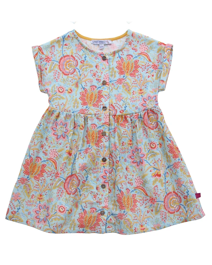 Enfant Terrible - Musselin-Kleid "Paisley" pale jade-tomato