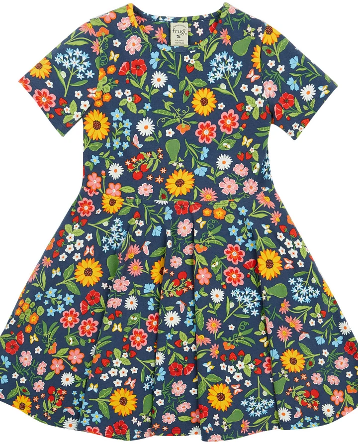 Frugi - Skaterkleid "Sommerblumen" dunkelblau