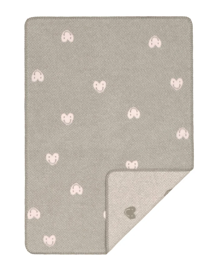 Lässig - Babydecke 75x100cm "Herz" taupe-rosa