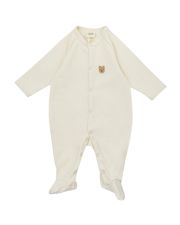Wooly Organic - Schlafstrampler Bär ecru