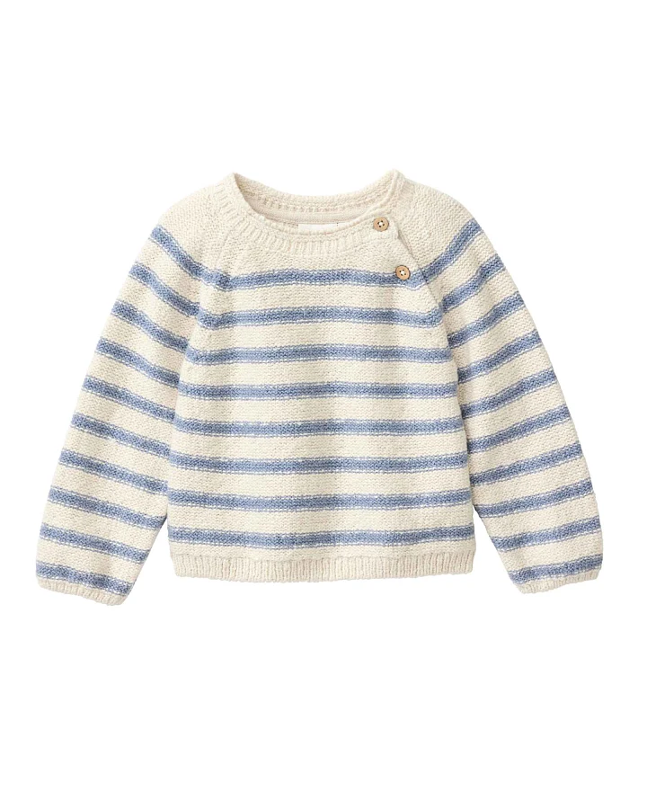People Wear Organic - Strick-Pullover hellbeige geringelt