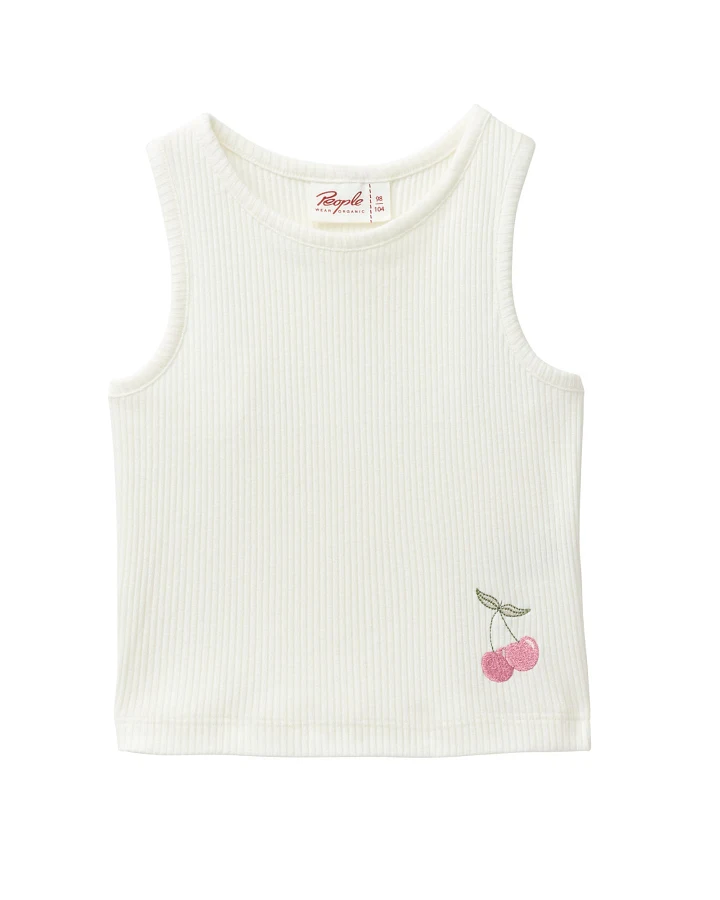 People Wear Organic - Träger-Top "Kirsche" weiß