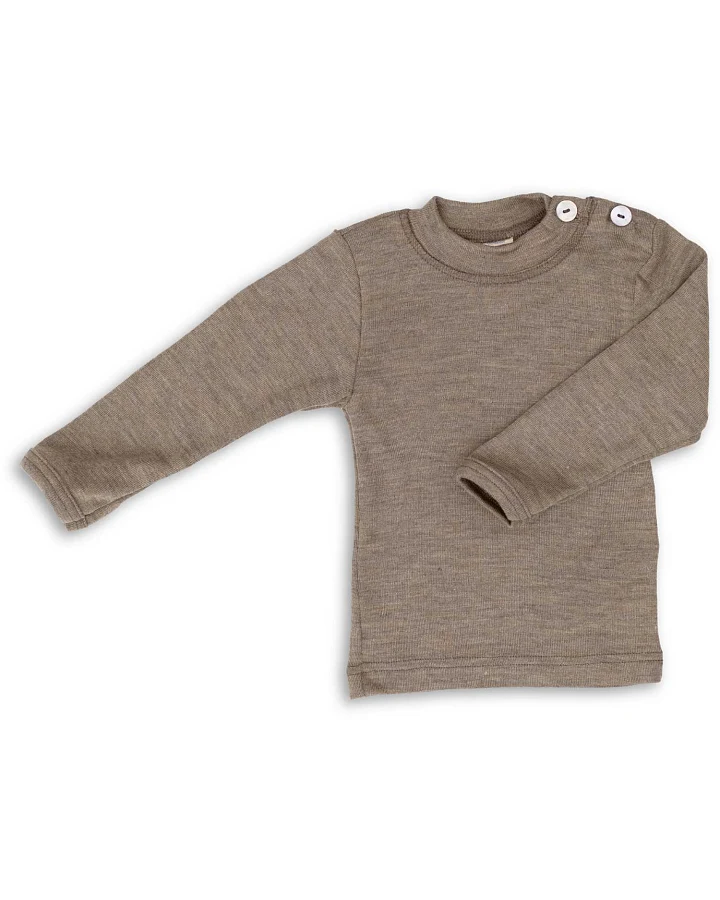 Engel - Langarmshirt Wolle Seide walnuss