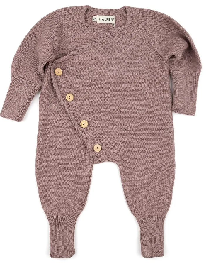 Halfen Strickerei - Strick-Overall Merinowolle mauve