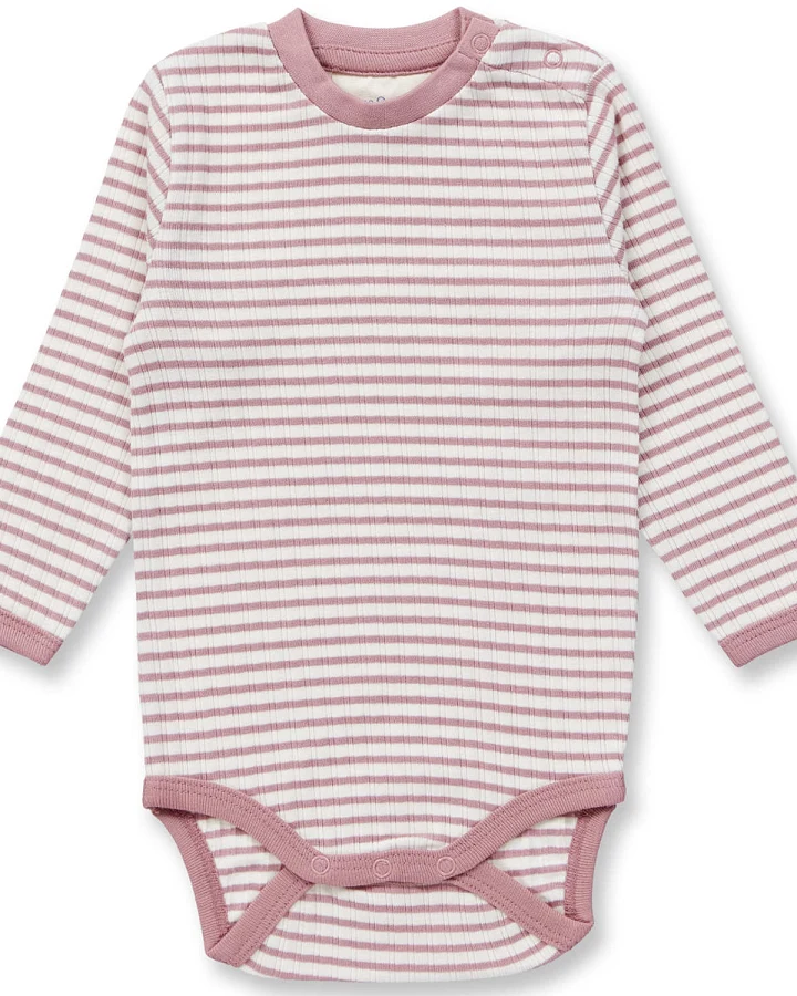 Sense Organics - Ripp-Langarmbody geringelt dusty rose