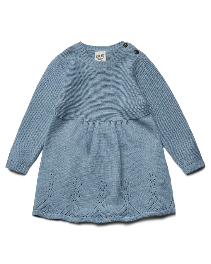 puri organic - Strick-Kleid mit Schurwolle rauchblau