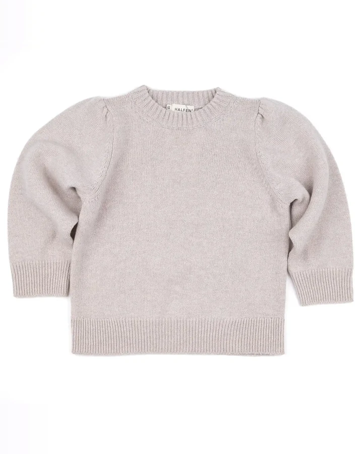 Halfen Strickerei - Pullover mit Cashmere "Puffärmel" beige