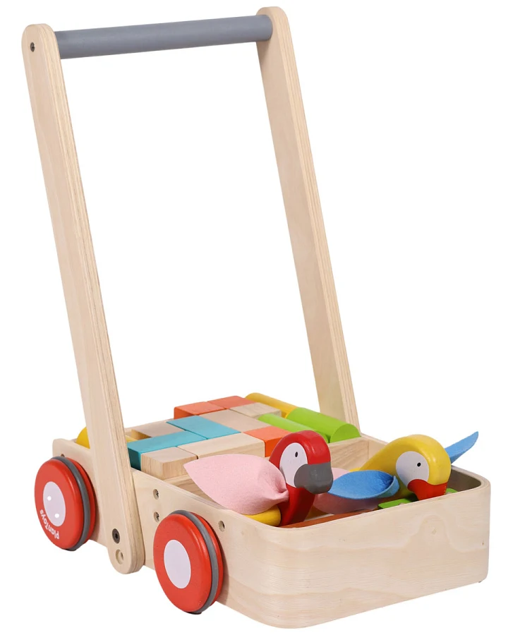 PlanToys - Lauflernwagen Holz Papageien