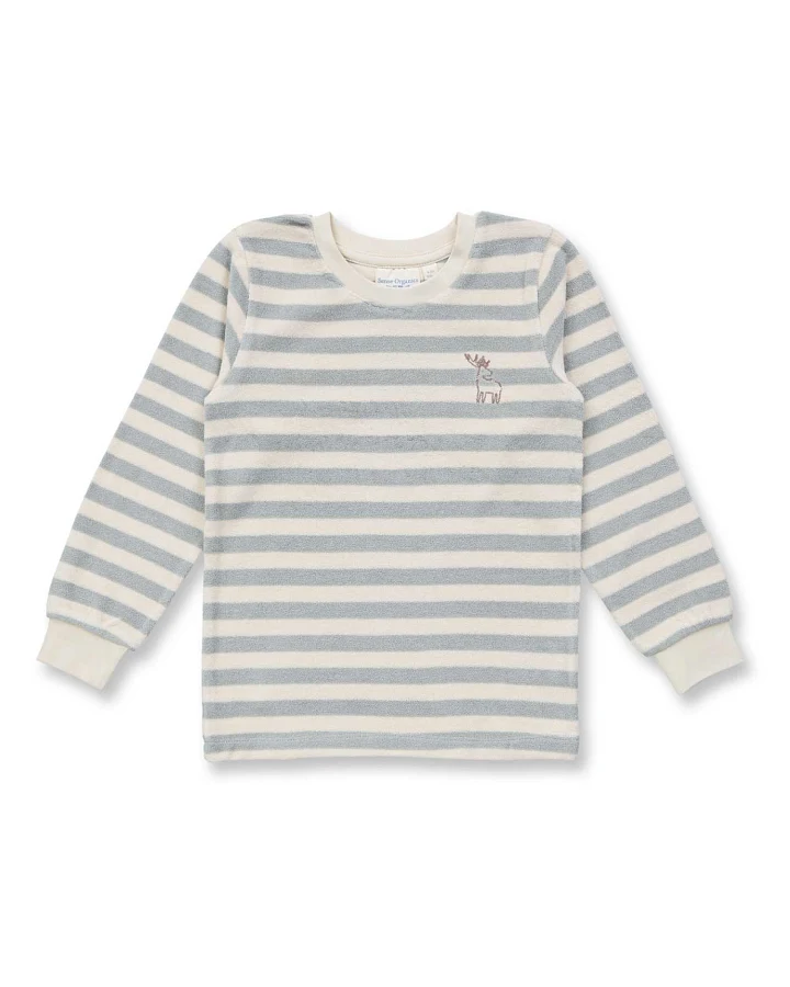Sense Organics - Frottee-Schlafanzug gestreift icegrey