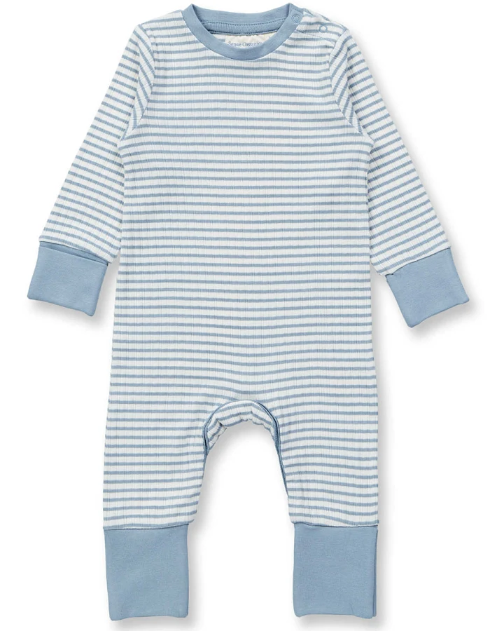Sense Organics - Ripp-Strampler geringelt light denim