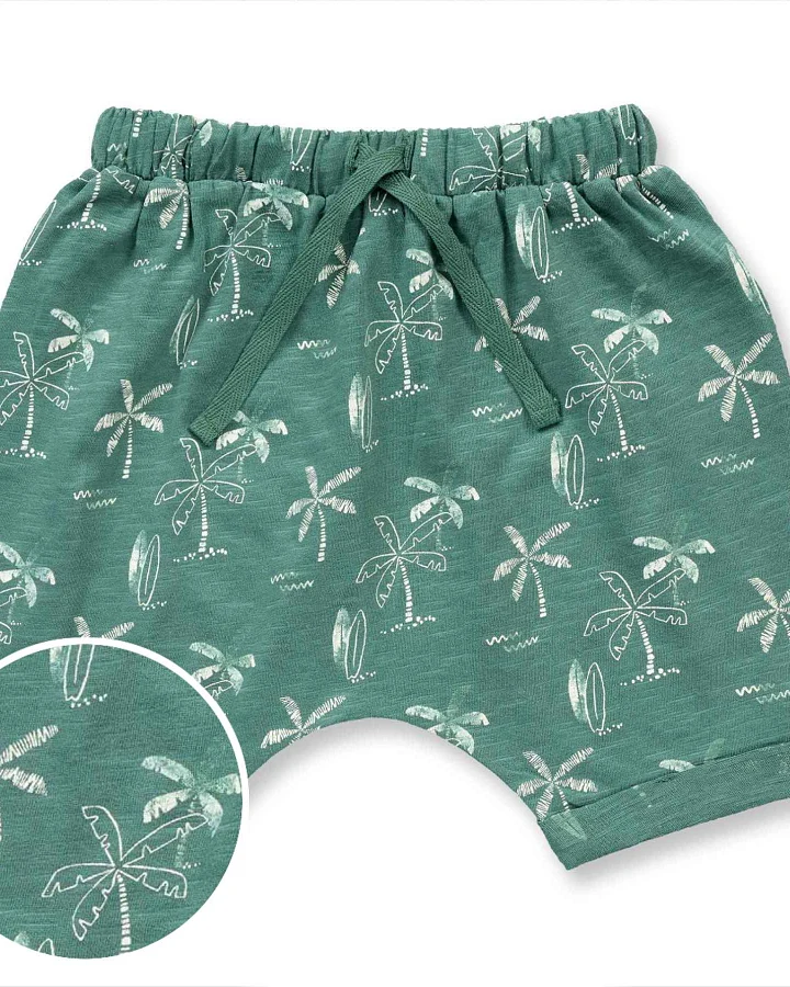 Sense Organics - Shorts "Palmen" smaragdgrün