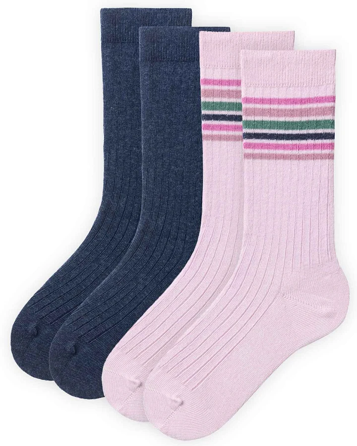 People Wear Organic - Ripp-Socken 2er-Set blau-rosa 34-36