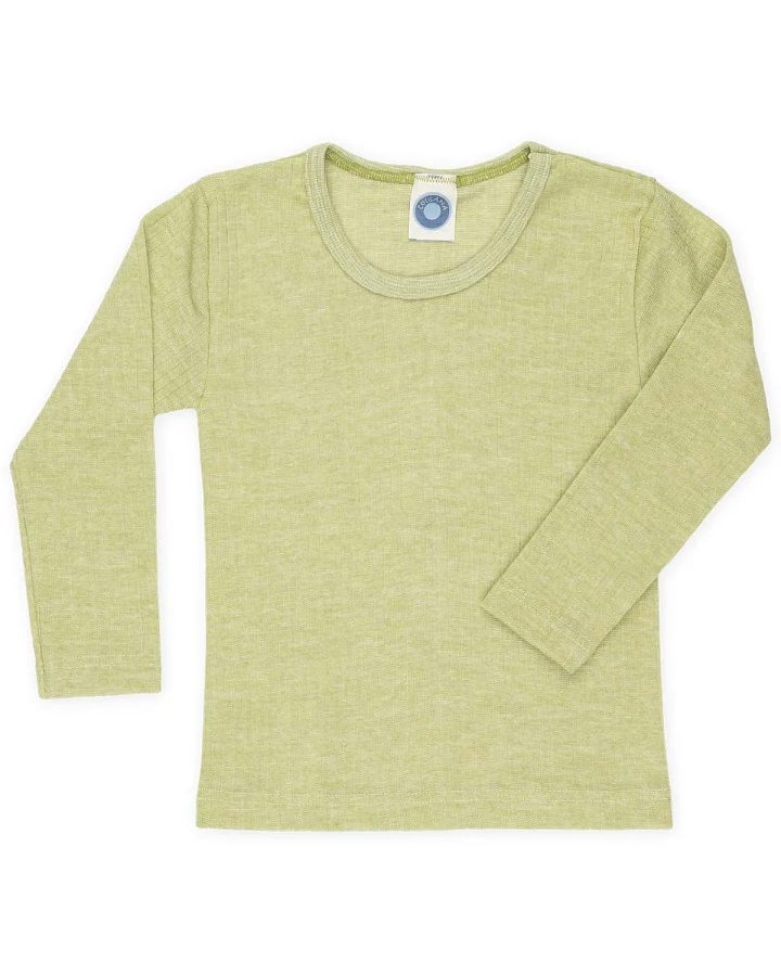 Cosilana - Langarmshirt Wolle Seide Baumwolle lindgrün