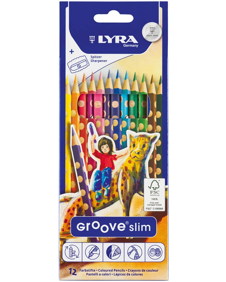 Lyra - 12 Buntstifte LYRA Groove slim + Spitzer