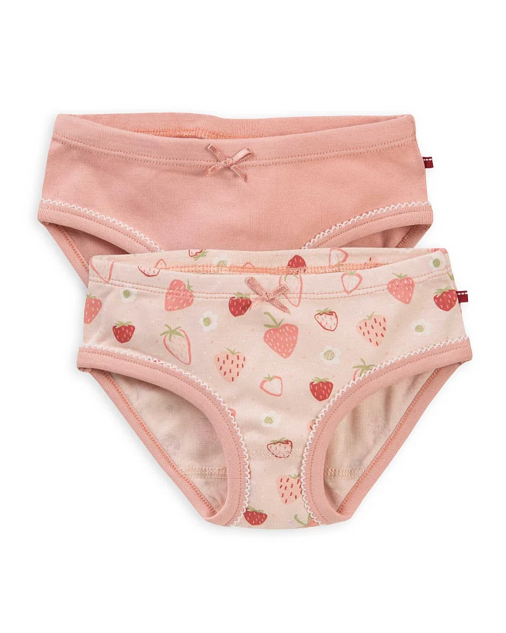 People Wear Organic - Mädchen-Slip 2er Set "Erdbeeren" hellrosa