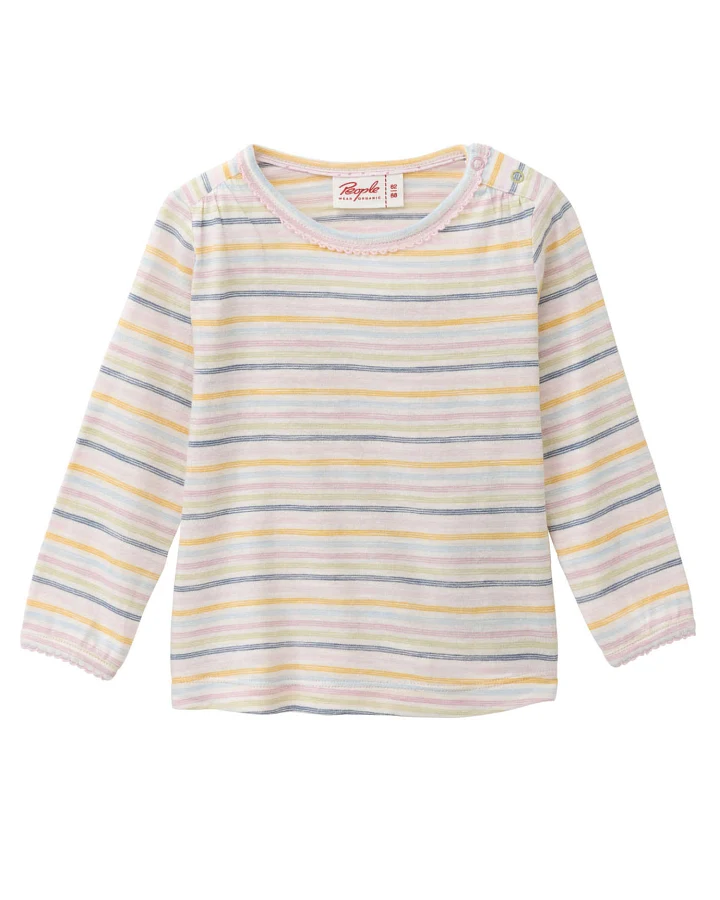People Wear Organic - Langarmshirt rosa-bunt geringelt