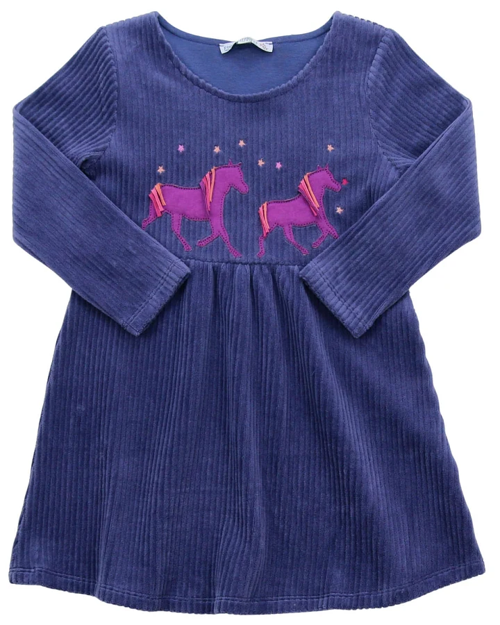 Enfant Terrible - Samtcord-Kleid "Pferde" dark cobalt